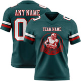 Custom Midnight Green White-Red Mesh Authentic Football Jersey