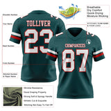 Custom Midnight Green White-Red Mesh Authentic Football Jersey