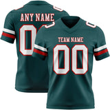 Custom Midnight Green White-Red Mesh Authentic Football Jersey