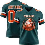 Custom Midnight Green Orange-White Mesh Authentic Football Jersey