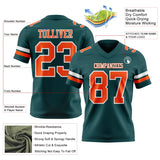 Custom Midnight Green Orange-White Mesh Authentic Football Jersey