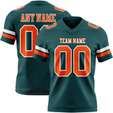 Custom Midnight Green Orange-White Mesh Authentic Football Jersey