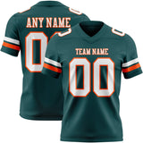 Custom Midnight Green White-Orange Mesh Authentic Football Jersey