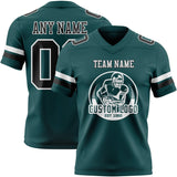 Custom Midnight Green Black-White Mesh Authentic Football Jersey