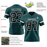 Custom Midnight Green Black-White Mesh Authentic Football Jersey
