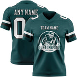 Custom Midnight Green White-Black Mesh Authentic Football Jersey