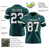 Custom Midnight Green White-Black Mesh Authentic Football Jersey