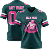 Custom Midnight Green Pink-White Mesh Authentic Football Jersey