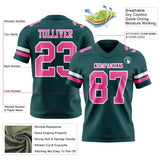 Custom Midnight Green Pink-White Mesh Authentic Football Jersey