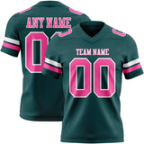 Custom Midnight Green Pink-White Mesh Authentic Football Jersey