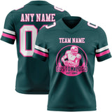 Custom Midnight Green White-Pink Mesh Authentic Football Jersey