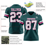 Custom Midnight Green White-Pink Mesh Authentic Football Jersey