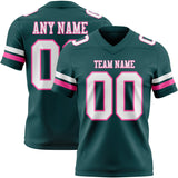 Custom Midnight Green White-Pink Mesh Authentic Football Jersey