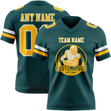 Custom Midnight Green Gold-White Mesh Authentic Football Jersey