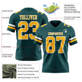 Custom Midnight Green Gold-White Mesh Authentic Football Jersey