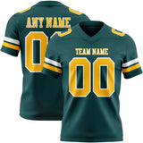 Custom Midnight Green Gold-White Mesh Authentic Football Jersey