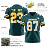 Custom Midnight Green White-Gold Mesh Authentic Football Jersey