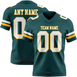 Custom Midnight Green White-Gold Mesh Authentic Football Jersey