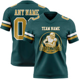 Custom Midnight Green Old Gold-White Mesh Authentic Football Jersey
