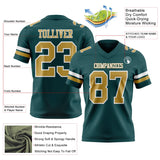 Custom Midnight Green Old Gold-White Mesh Authentic Football Jersey