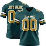 Custom Midnight Green Old Gold-White Mesh Authentic Football Jersey
