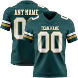 Custom Midnight Green White-Old Gold Mesh Authentic Football Jersey