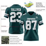 Custom Midnight Green White-Gray Mesh Authentic Football Jersey