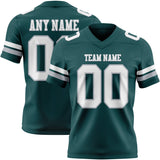 Custom Midnight Green White-Gray Mesh Authentic Football Jersey