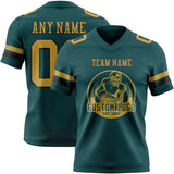 Custom Midnight Green Old Gold-Black Mesh Authentic Football Jersey