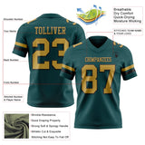 Custom Midnight Green Old Gold-Black Mesh Authentic Football Jersey