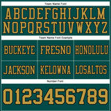 Custom Midnight Green Old Gold-Black Mesh Authentic Football Jersey