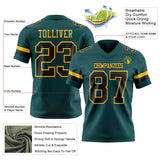 Custom Midnight Green Black-Old Gold Mesh Authentic Football Jersey