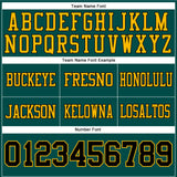 Custom Midnight Green Black-Old Gold Mesh Authentic Football Jersey