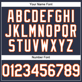 Custom Navy White-Orange Performance T-Shirt