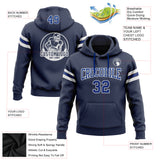 Custom Stitched Navy Royal-White Football Pullover Sweatshirt Hoodie