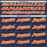 Custom Navy Orange-White Mesh Authentic Throwback Baseball Jersey