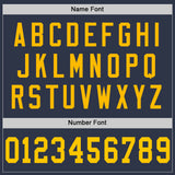 Custom Navy Gold-Royal Mesh Authentic Throwback Football Jersey