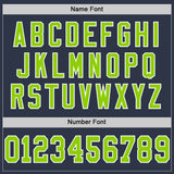 Custom Navy Neon Green-White Mesh Authentic Throwback Football Jersey