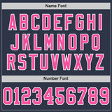 Custom Navy Pink-White Mesh Authentic Throwback Football Jersey