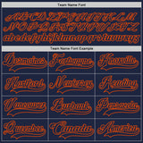 Custom Navy Orange Hockey Lace Neck Jersey