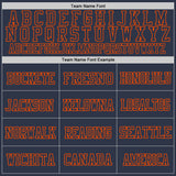 Custom Navy Orange Mesh Authentic Throwback Football Jersey