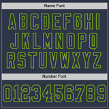 Custom Navy Neon Green Mesh Authentic Throwback Football Jersey