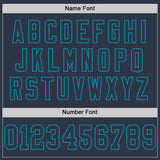 Custom Navy Teal Mesh Authentic Throwback Football Jersey