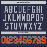 Custom Navy Orange-Gray Authentic Throwback Baseball Jersey