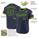 Custom Navy Neon Green Authentic Throwback Baseball Jersey