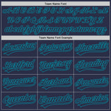Custom Navy Teal Authentic Throwback Baseball Jersey