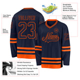 Custom Navy Orange Hockey Jersey