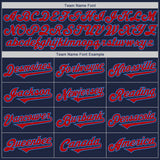 Custom Navy Red-Powder Blue Authentic Baseball Jersey