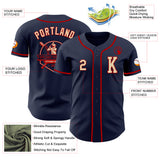 Custom Navy Cream-Red Authentic Baseball Jersey