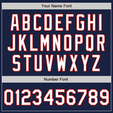 Custom Navy White-Red Authentic Baseball Jersey